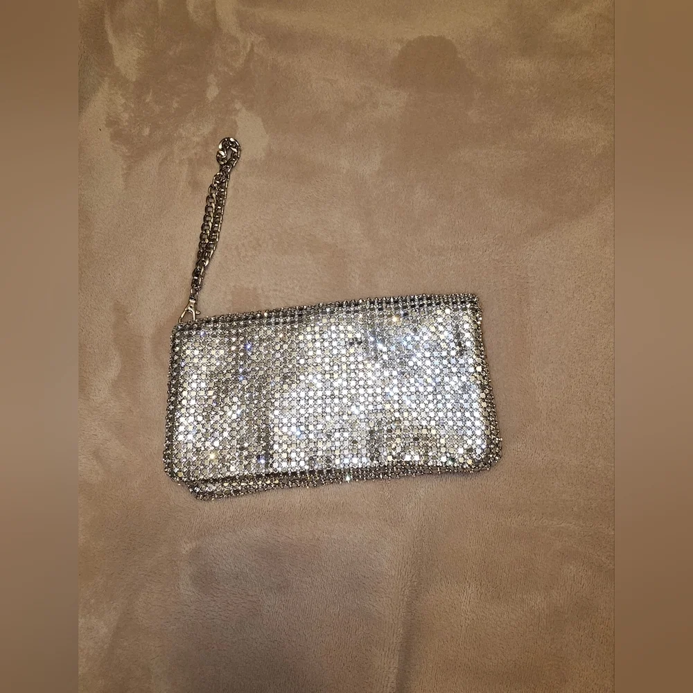 Nordstrom Silver Tones Mesh Clutch wristlet